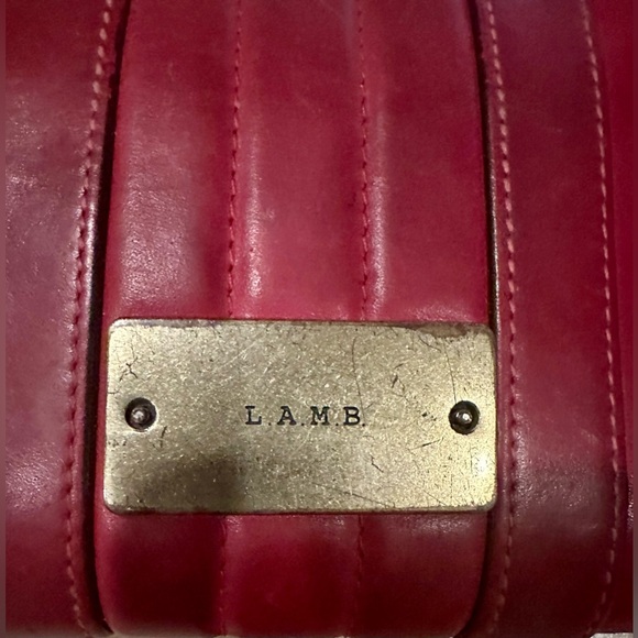 L.A.M.B. by Gwen Stefani Red Leather Zip Around Wallet With Gold Toned Hardware - Picture 4 of 7